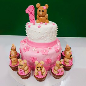 Two tier teddy cake