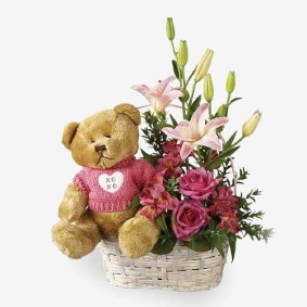 Flower basket with Teddy