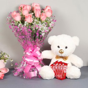 Rose bouquet with teddy